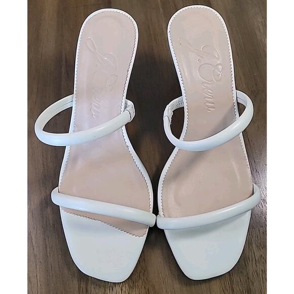 J.Crew White Leather Double Strap Wedge Sandals Size 10 – Open‑Toe Mules – GUC - Picture 1 of 7